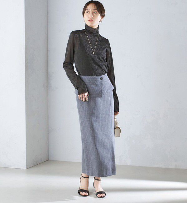 SHIPS for women「〈手洗い可能〉ベルト付 ストライプ タイト スカート 24SS ◇」|タイト|