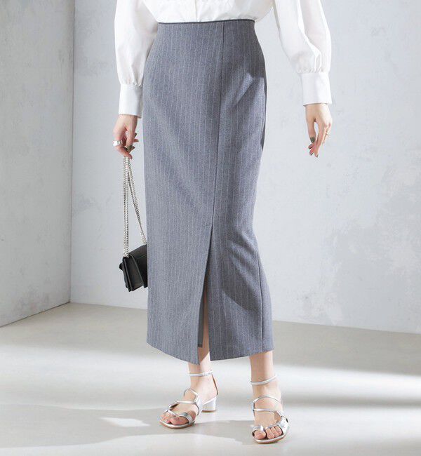 SHIPS for women「〈手洗い可能〉ベルト付 ストライプ タイト スカート 24SS ◇」|タイト|