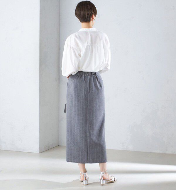 SHIPS for women「〈手洗い可能〉ベルト付 ストライプ タイト スカート 24SS ◇」|タイト|