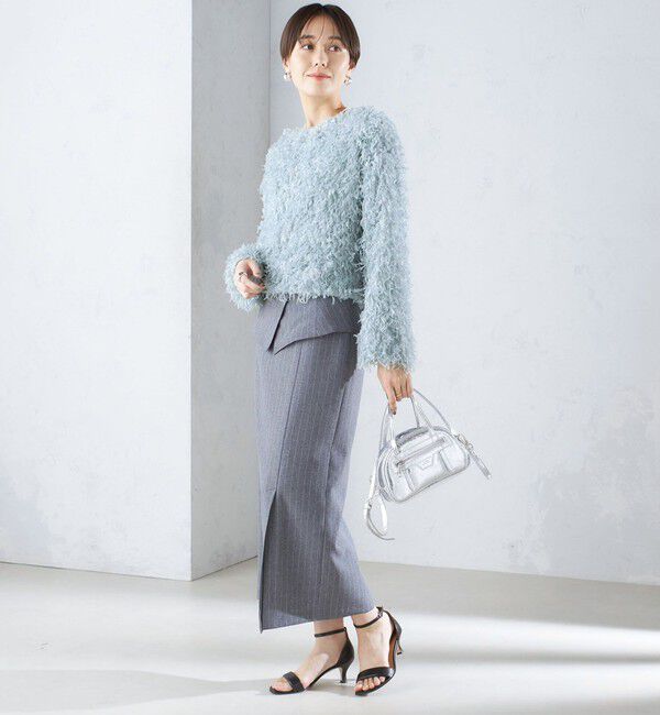 SHIPS for women「〈手洗い可能〉ベルト付 ストライプ タイト スカート 24SS ◇」|タイト|