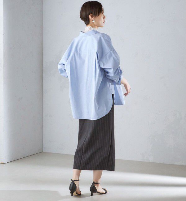 SHIPS for women「〈手洗い可能〉ベルト付 ストライプ タイト スカート 24SS ◇」|タイト|