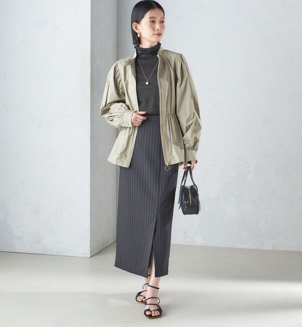 SHIPS for women「〈手洗い可能〉ベルト付 ストライプ タイト スカート 24SS ◇」|タイト|