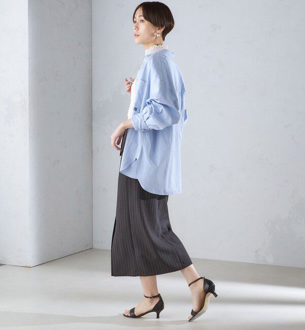 SHIPS for women「〈手洗い可能〉ベルト付 ストライプ タイト スカート 24SS ◇」|タイト|