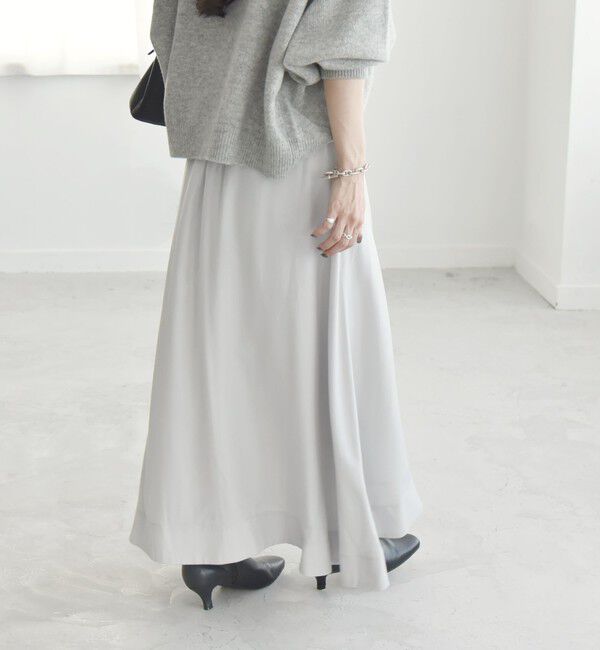 quaranciel「quaranciel:〈洗濯機可能〉シルキー サテン フレア スカート」|フレア|