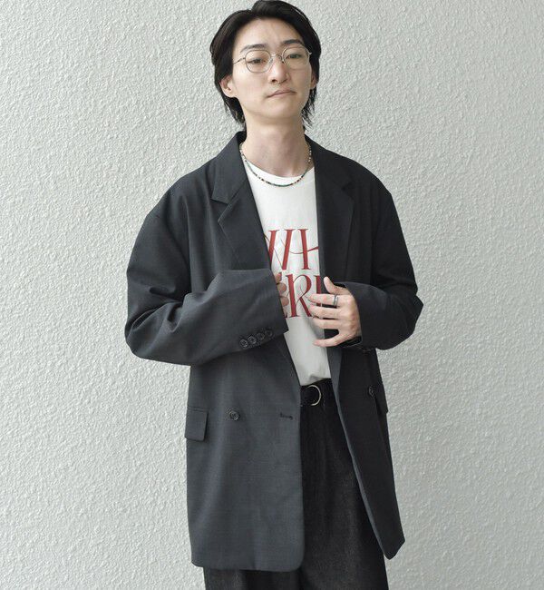 SHIPS any「SHIPS any: オーバーサイズ ウール混 ダブルジャケット (セットアップ対応)◇」|テーラードジャケット|ダークグレー