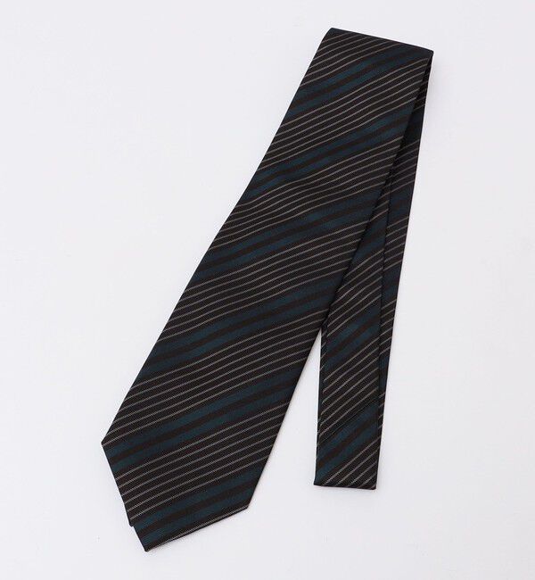 SHIPS「【SHIPS別注】Stefano Cau: シルク レップ ヴィンテージ ストライプ ネクタイ」|ネクタイ・蝶ネクタイ|ダークグレー