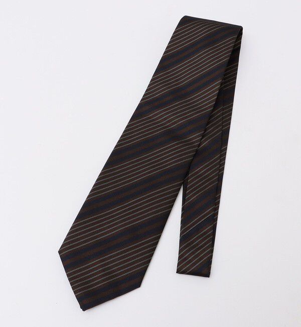 SHIPS「【SHIPS別注】Stefano Cau: シルク レップ ヴィンテージ ストライプ ネクタイ」|ネクタイ・蝶ネクタイ|ブラウン