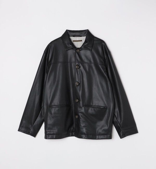 SHIPS「BENCH MARKING SHIRT: 合成皮革 カーコート」|ブルゾン・スタジャン|