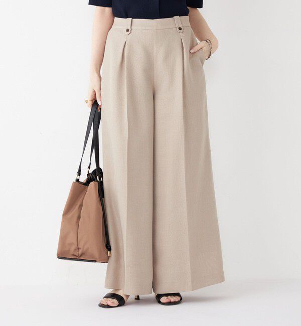 SHIPS Colors 「SHIPS Colors:〈手洗い可能〉バスケット クロップド ワイド パンツ」|その他|ベージュ