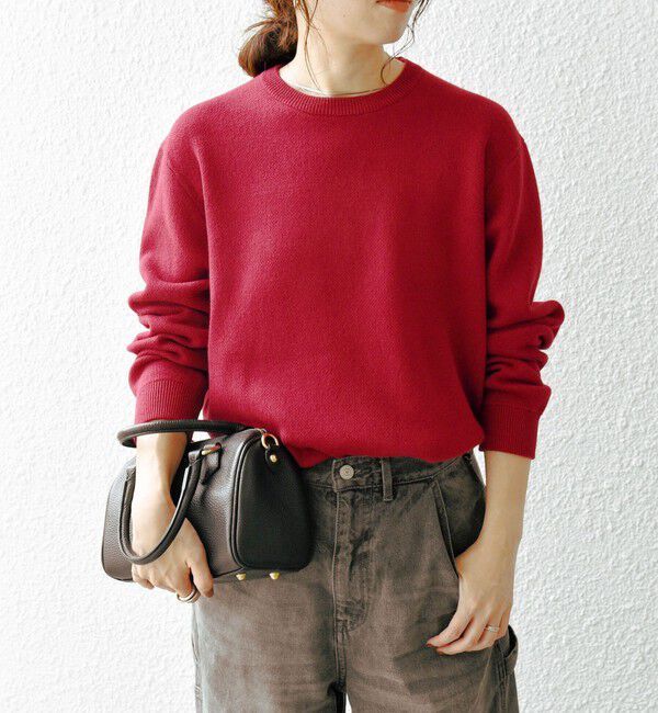 SHIPS any「SHIPS any:〈手洗い可能〉コットン カシミヤ スウェットライク ニット 25AW◇」|ニット・セーター|レッド