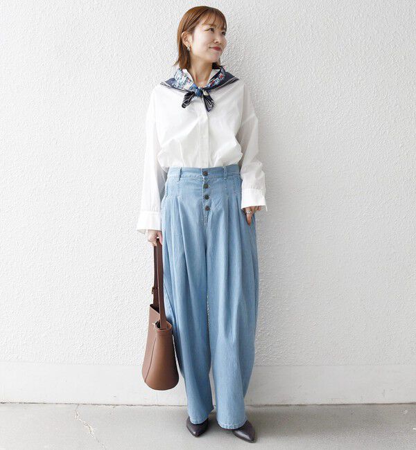 SHIPS any「SHIPS any:〈洗濯機可能〉ライト デニム バレル タック パンツ」|デニム|