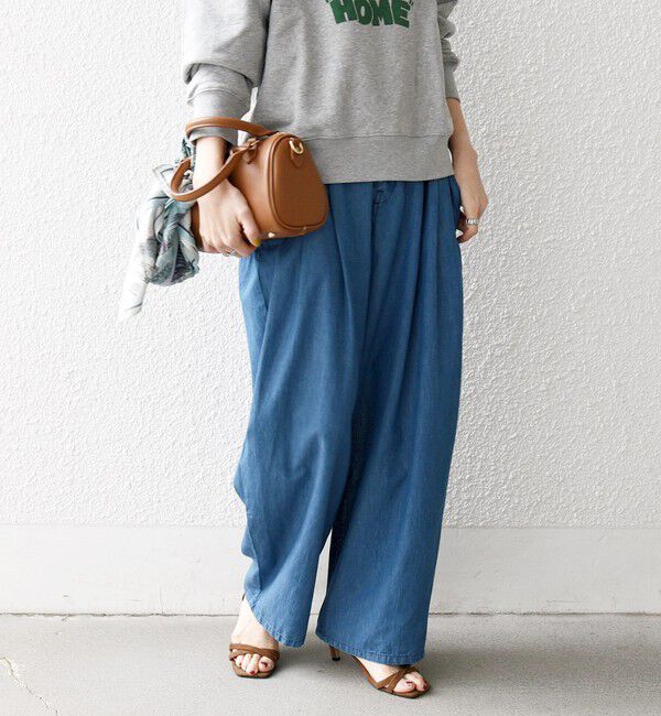 SHIPS any「SHIPS any:〈洗濯機可能〉ライト デニム バレル タック パンツ」|デニム|