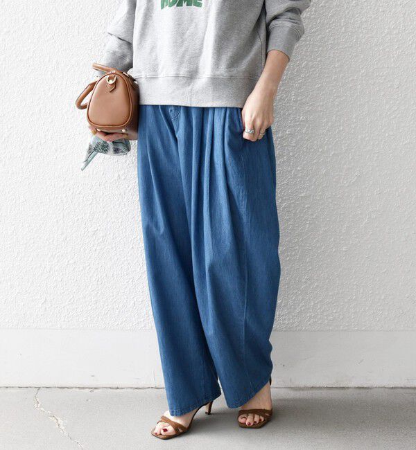 SHIPS any「SHIPS any:〈洗濯機可能〉ライト デニム バレル タック パンツ」|デニム|