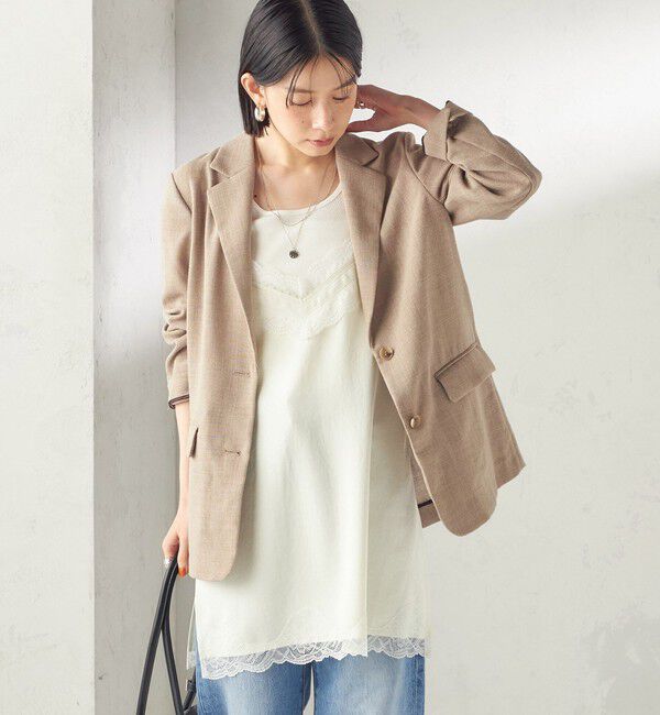 SHIPS for women「《予約》〈吸水速乾・手洗い可能〉麻調 ドンゴロス 2釦 ジャケット」|テーラードジャケット|ベージュ系