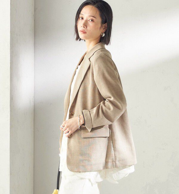 SHIPS for women「《予約》〈吸水速乾・手洗い可能〉麻調 ドンゴロス 2釦 ジャケット」|テーラードジャケット|