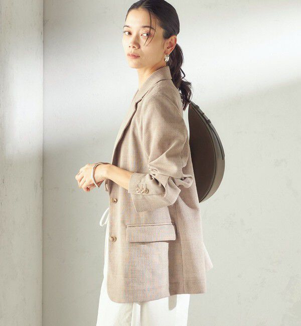 SHIPS for women「《予約》〈吸水速乾・手洗い可能〉麻調 ドンゴロス 2釦 ジャケット」|テーラードジャケット|