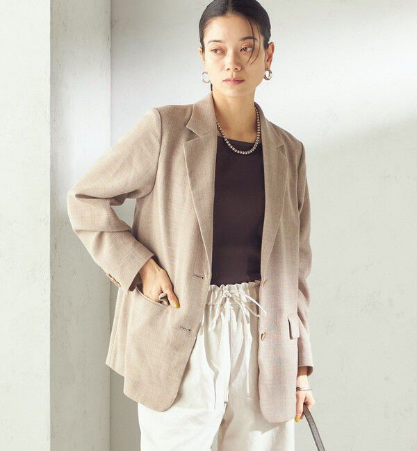 SHIPS for women「《予約》〈吸水速乾・手洗い可能〉麻調 ドンゴロス 2釦 ジャケット」|テーラードジャケット|