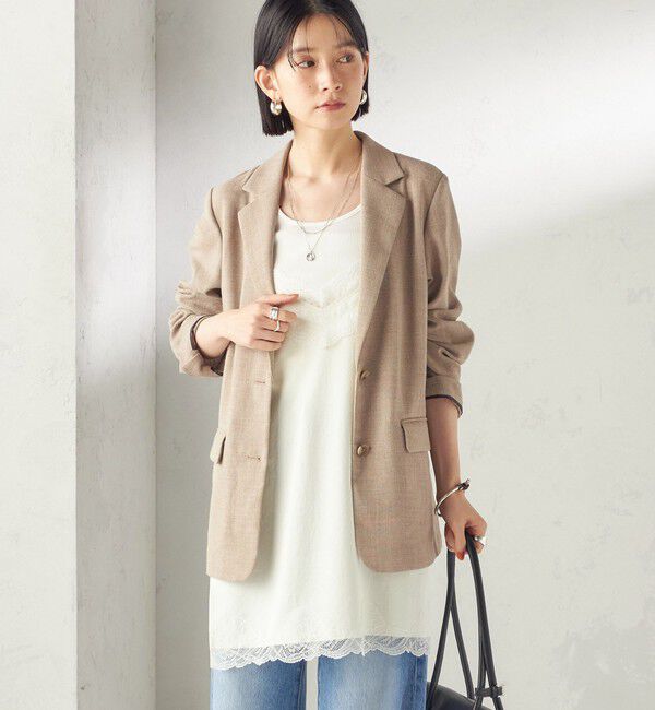 SHIPS for women「《予約》〈吸水速乾・手洗い可能〉麻調 ドンゴロス 2釦 ジャケット」|テーラードジャケット|