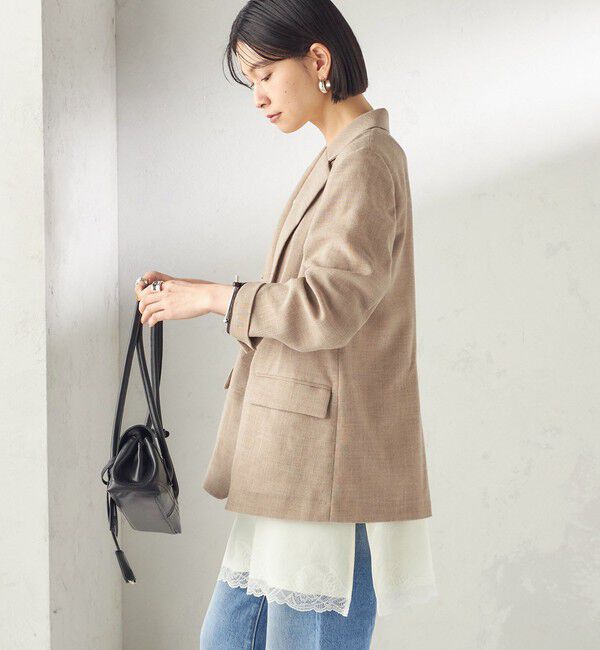SHIPS for women「《予約》〈吸水速乾・手洗い可能〉麻調 ドンゴロス 2釦 ジャケット」|テーラードジャケット|