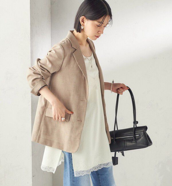 SHIPS for women「《予約》〈吸水速乾・手洗い可能〉麻調 ドンゴロス 2釦 ジャケット」|テーラードジャケット|