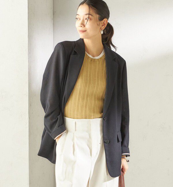 SHIPS for women「《予約》〈吸水速乾・手洗い可能〉麻調 ドンゴロス 2釦 ジャケット」|テーラードジャケット|