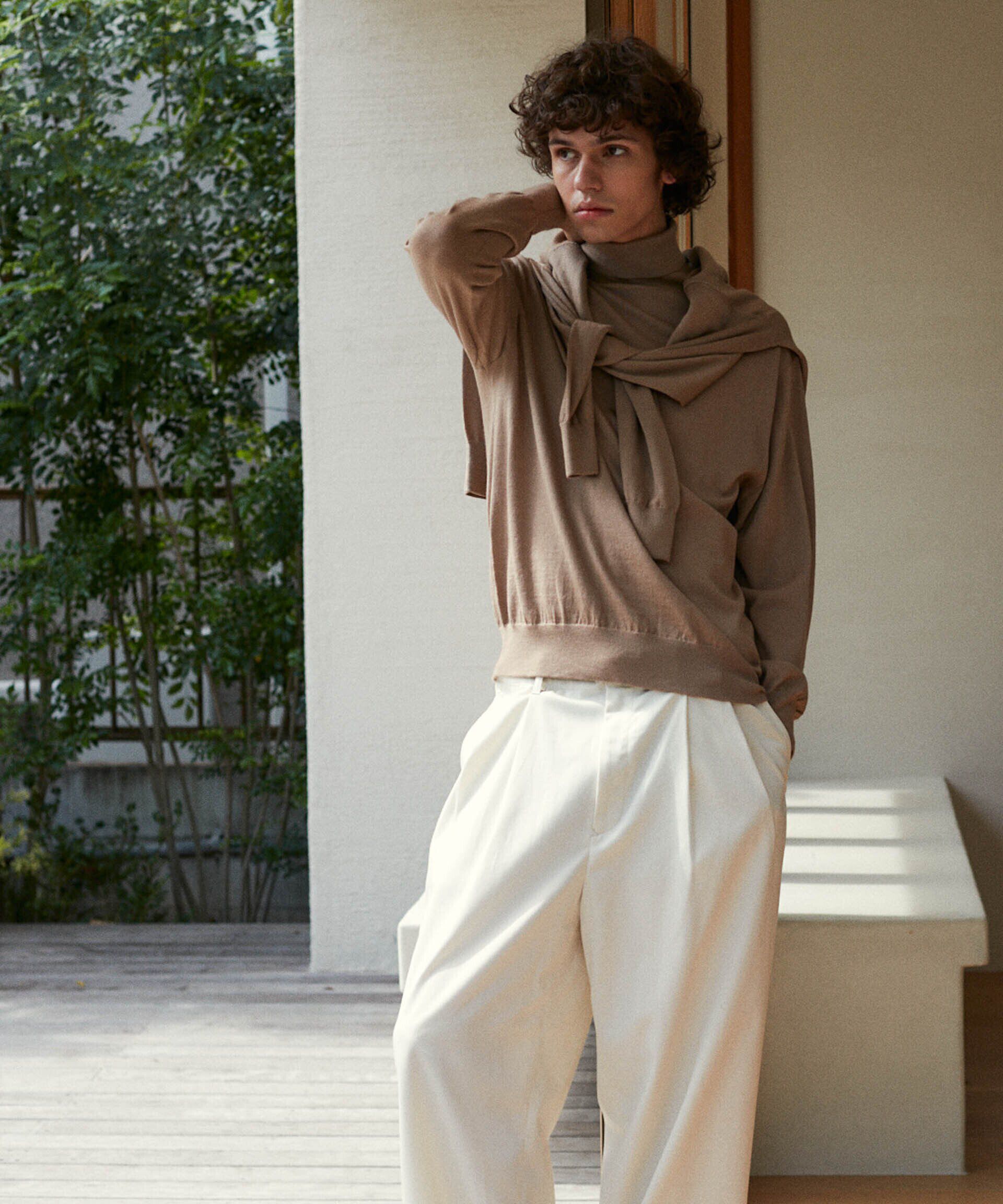 nano･universe「「毛玉レスニット」 ファインゲージタートルネック」|ニット・セーター|ベージュ