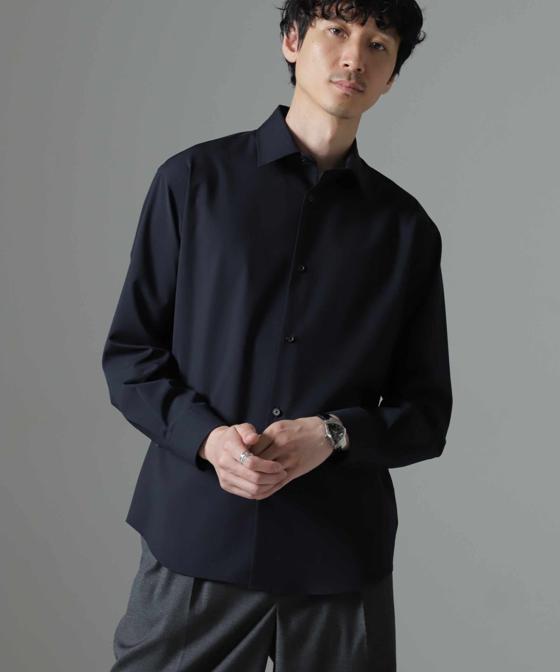 nano･universe「ウールブレンドウォッシャブルセミワイドカラーシャツ」|シャツ・ブラウス|