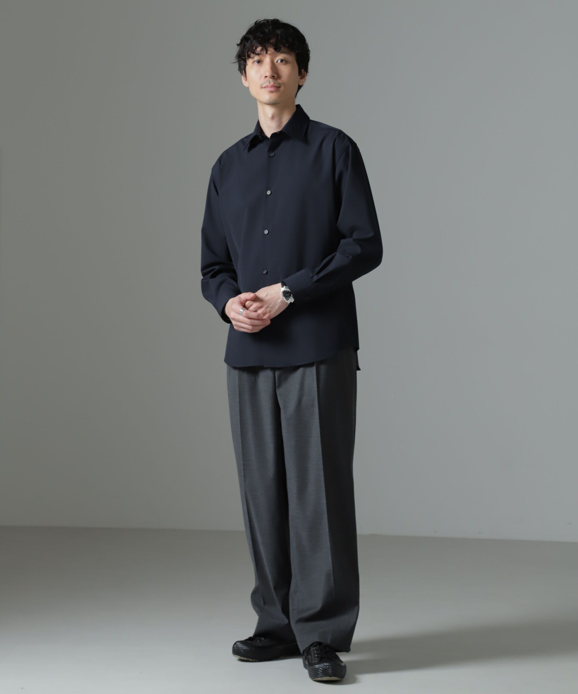 nano･universe「ウールブレンドウォッシャブルセミワイドカラーシャツ」|シャツ・ブラウス|