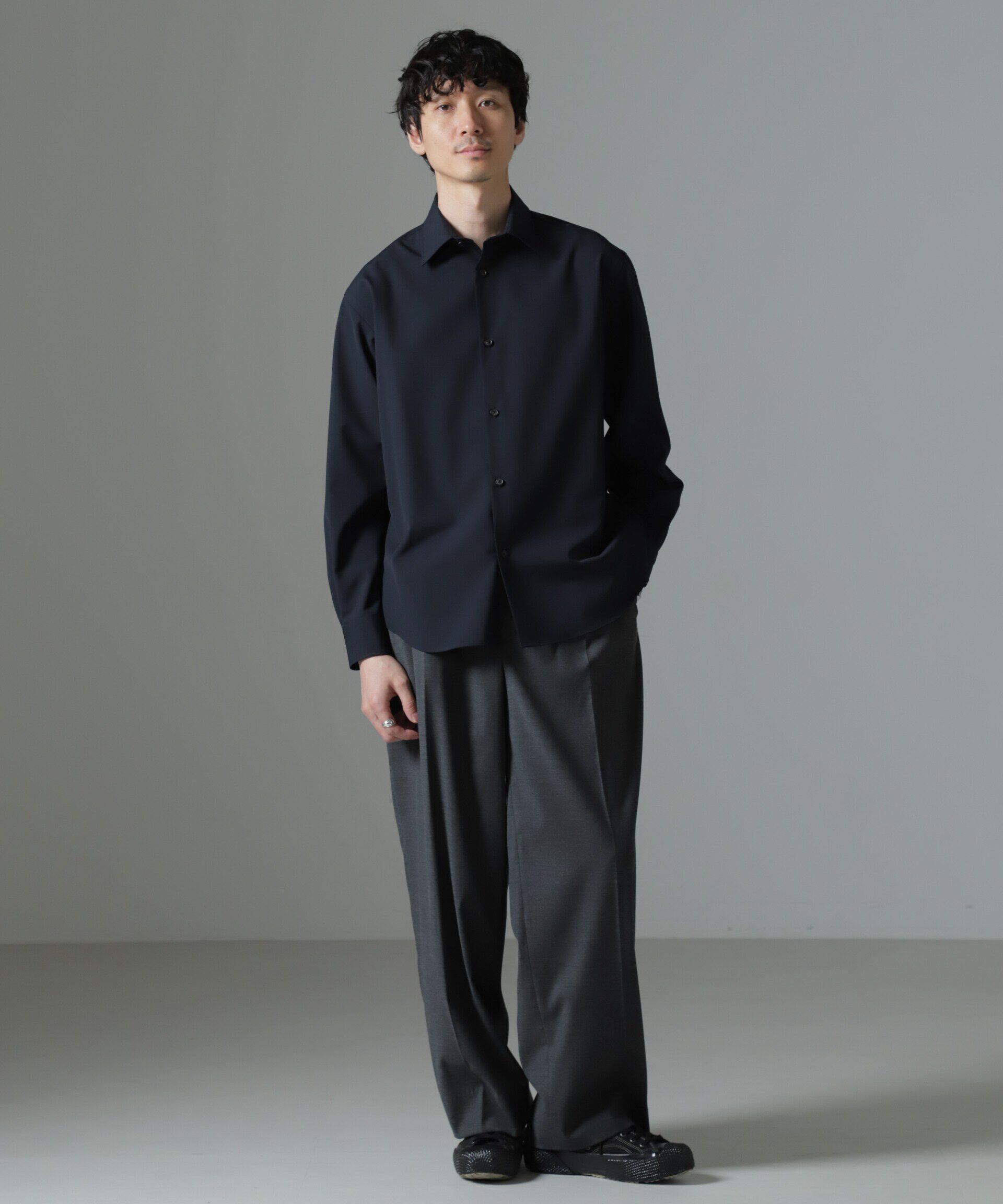 nano･universe「ウールブレンドウォッシャブルセミワイドカラーシャツ」|シャツ・ブラウス|