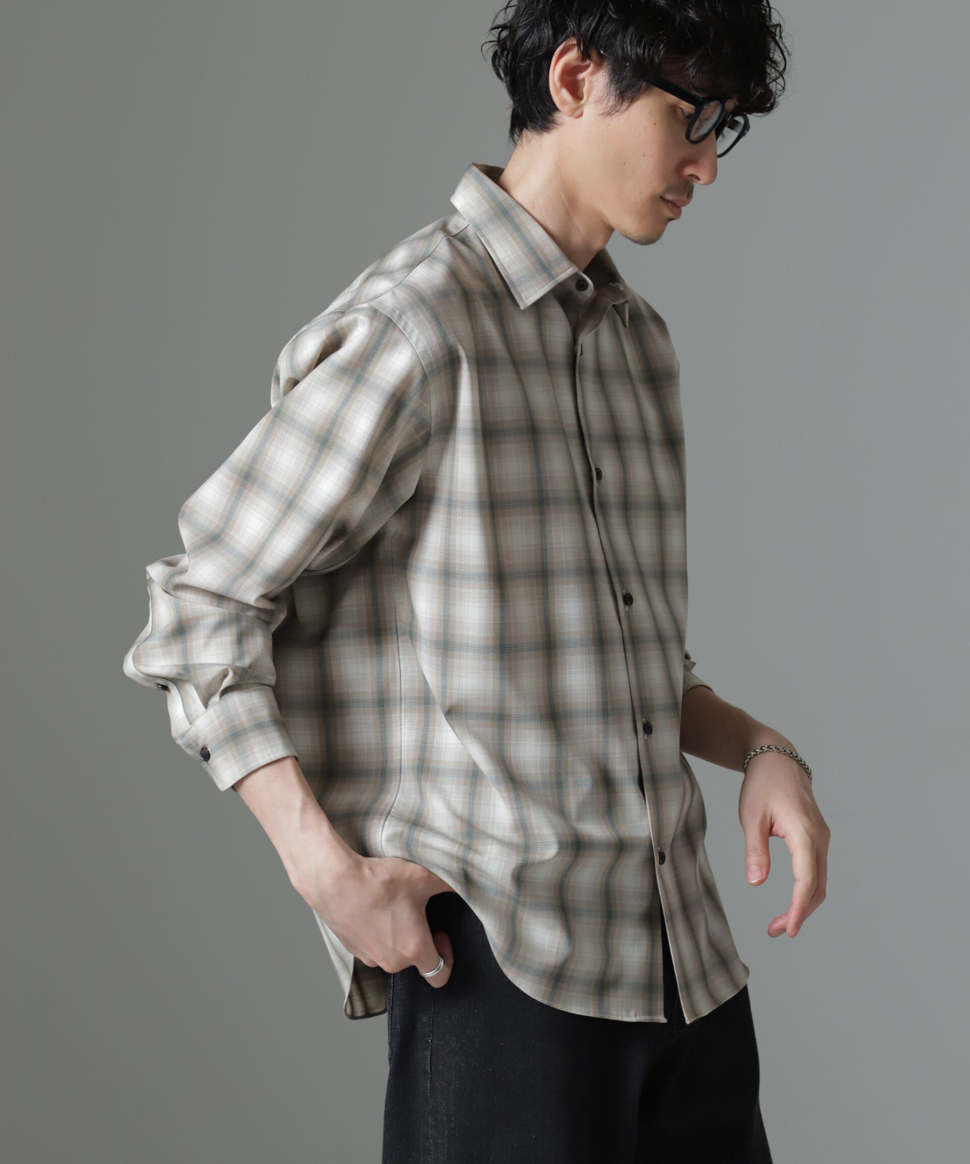 nano･universe「ウールブレンドウォッシャブルセミワイドカラーシャツ」|シャツ・ブラウス|パターン1