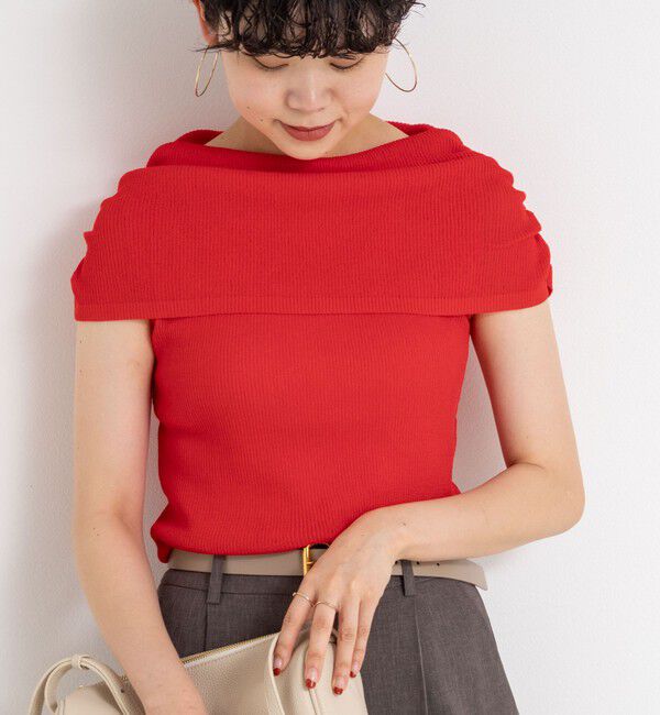 NOLLEY'S sophi「◇【WEB限定カラーあり】《手洗い可能》シアーオフショルプルオーバーニット」|ニット・セーター|レッド