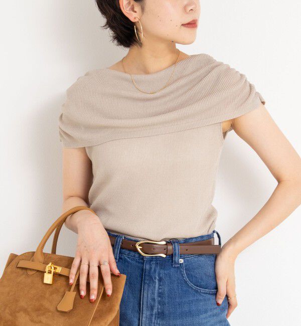 NOLLEY'S sophi「◇【WEB限定カラーあり】《手洗い可能》シアーオフショルプルオーバーニット」|ニット・セーター|グレーベージュ