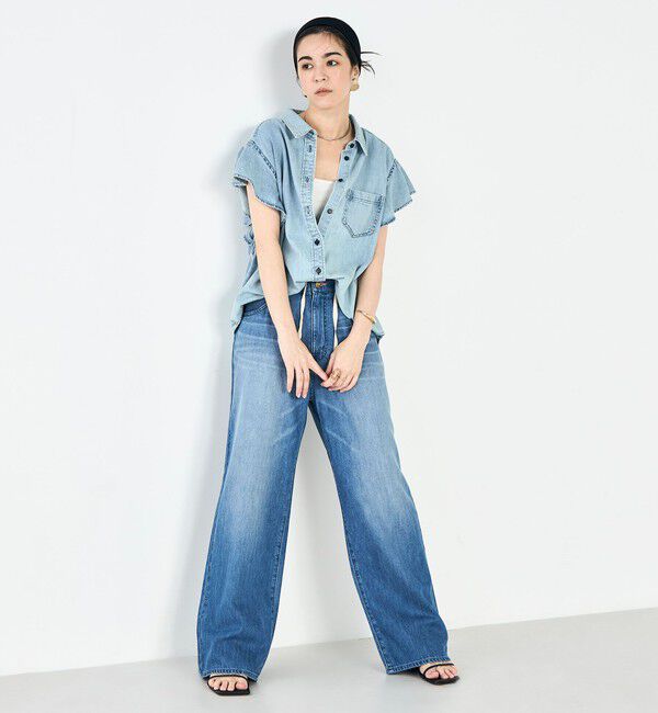 Rie Miller「【RM denim】ラッフルスリーブデニムブラウス」|シャツ・ブラウス|