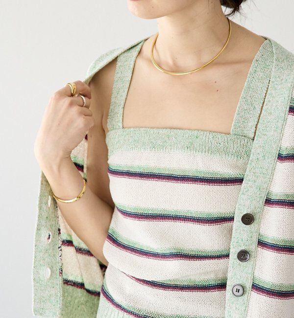  「予約【アンサンブル着用可能】マルチボーダーニットキャミ」|ニット・セーター|エクリュ