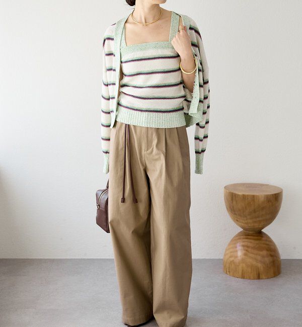  「予約【アンサンブル着用可能】マルチボーダーニットキャミ」|ニット・セーター|