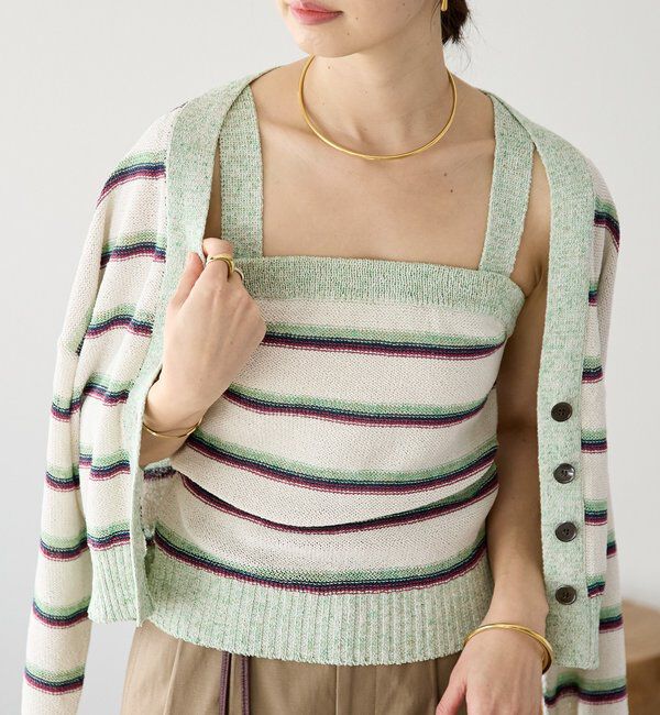  「予約【アンサンブル着用可能】マルチボーダーニットキャミ」|ニット・セーター|