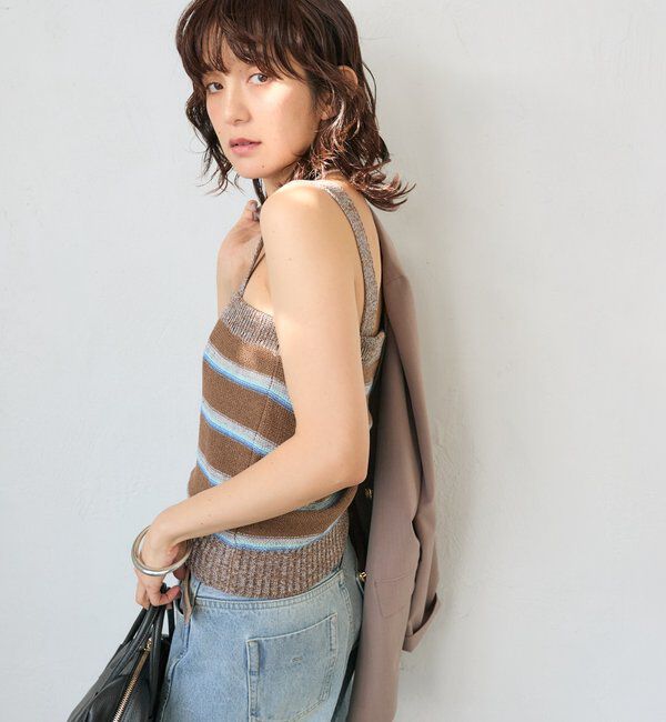  「予約【アンサンブル着用可能】マルチボーダーニットキャミ」|ニット・セーター|