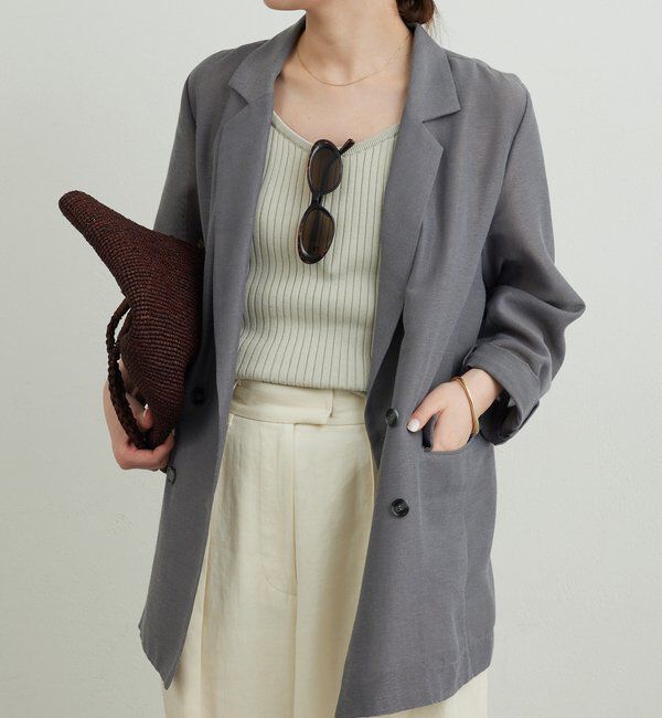  「【WEB限定】【サイズ展開あり】メッシュジャケット」|テーラードジャケット|グレー