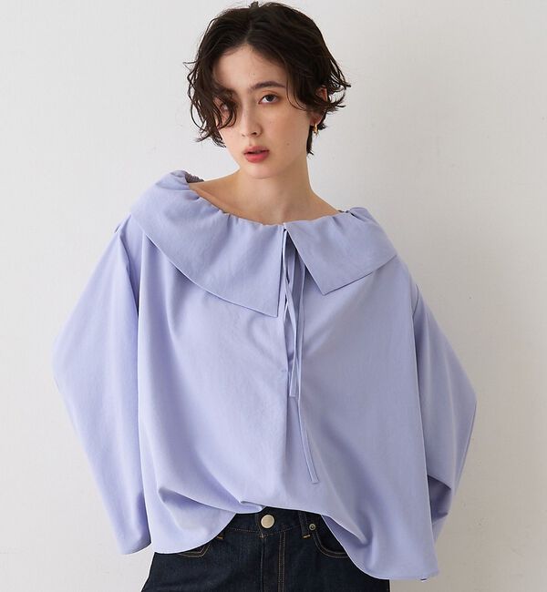 Rouge vif「オーバーカラー変形テントラインブラウス」|シャツ・ブラウス|サックスブルー