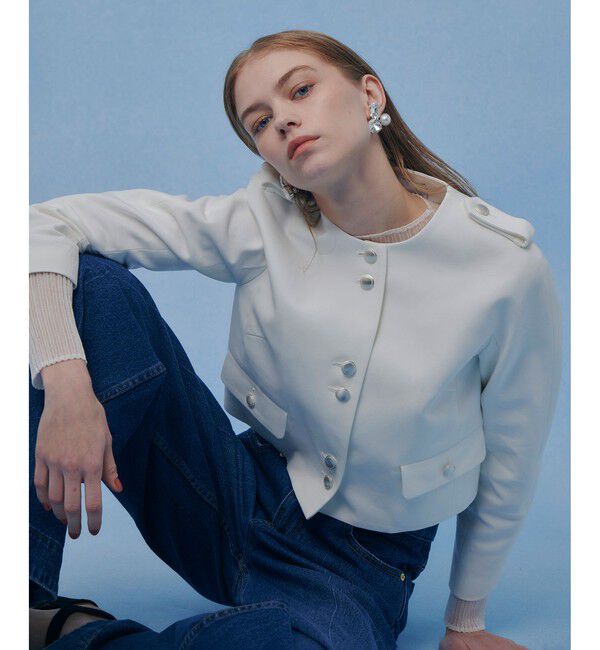 LOULOU WILLOUGHBY「【LOULOU WILLOUGHBY】コットンダブルクロスジャケット」|ノーカラージャケット|