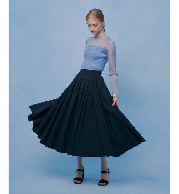 LOULOU WILLOUGHBY「【LOULOU WILLOUGHBY】キリカエタックタフタスカート」|スカート|ブラック