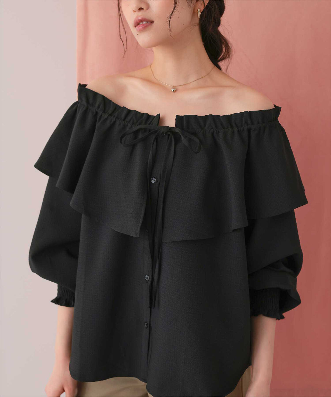 titivate「ふんわりシルエットマルチウェイブラウス」|シャツ・ブラウス|ブラック