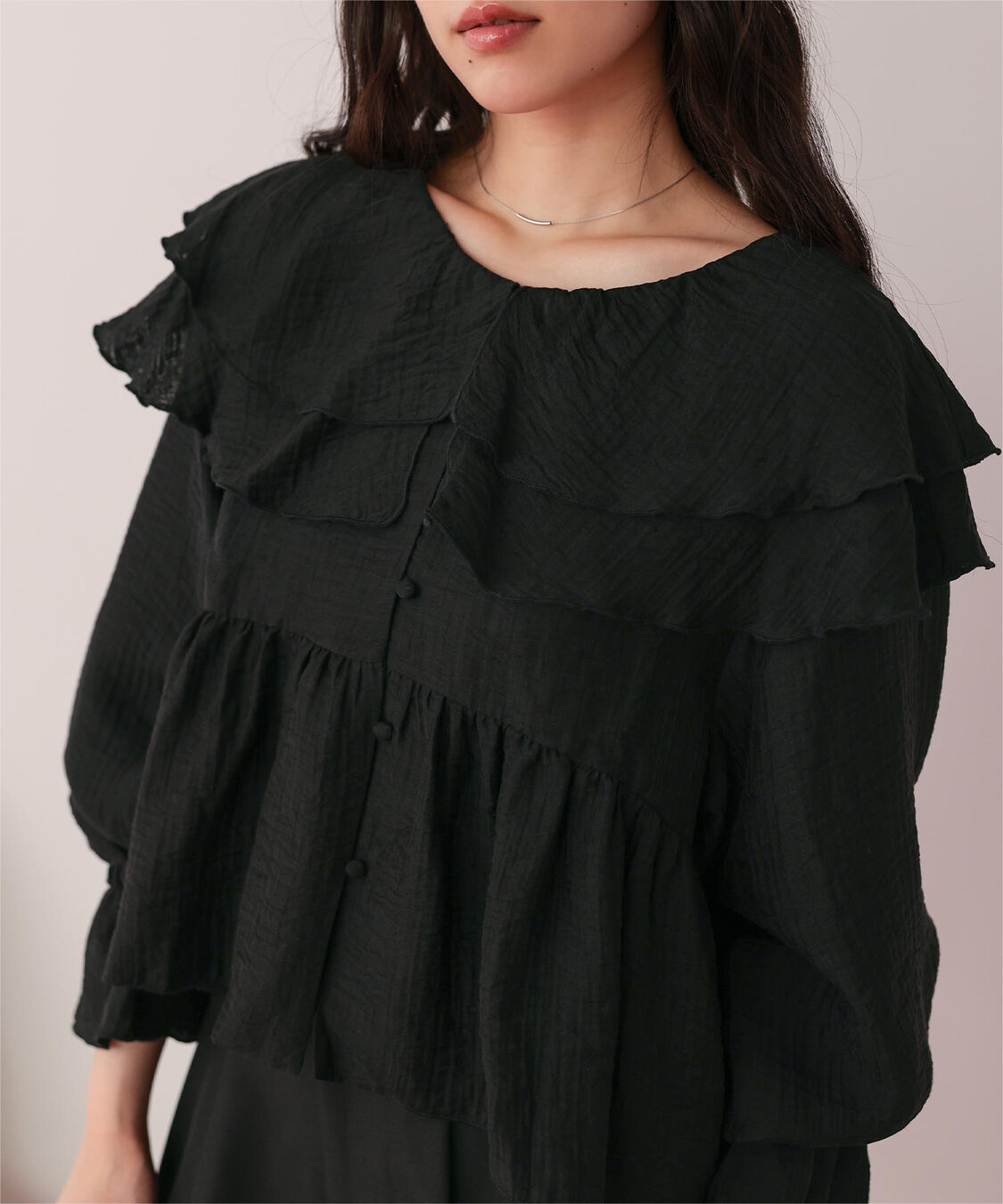 titivate「ペプラムギャザーラッフルフリルブラウス」|シャツ・ブラウス|