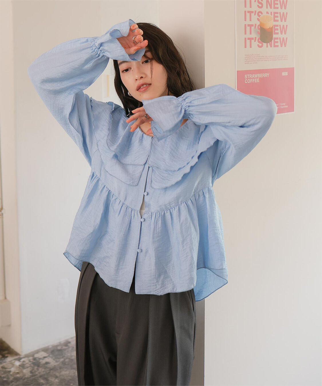 titivate「ペプラムギャザーラッフルフリルブラウス」|シャツ・ブラウス|