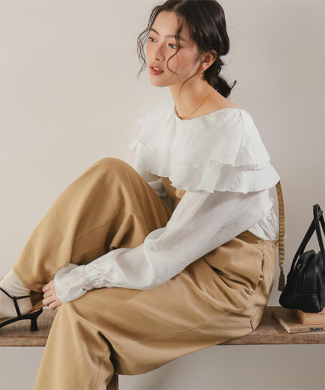 titivate「ペプラムギャザーラッフルフリルブラウス」|シャツ・ブラウス|