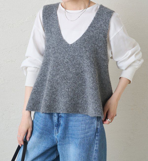  「片畦ニットビスチェ」|ニット・セーター|グレー