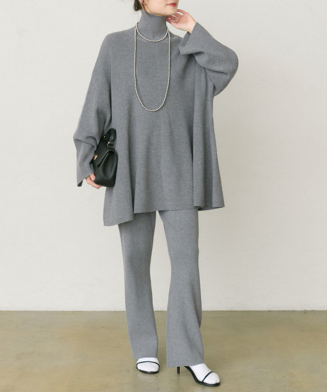  「【セットアップ対応】ハイネックフレアニットプルオーバー」|ニット・セーター|