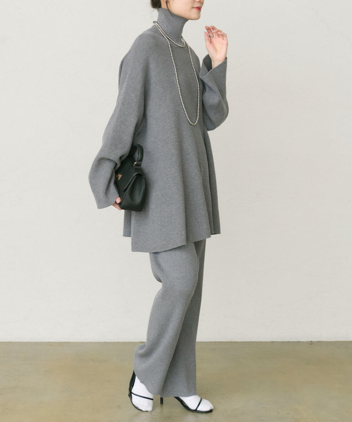  「【セットアップ対応】ハイネックフレアニットプルオーバー」|ニット・セーター|