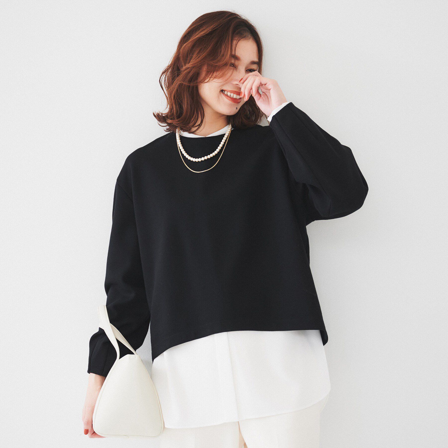 UNTITLED「【洗える/後ろファスナー】ダンボールプルオーバー」|Tシャツ・カットソー|ブラック(019)