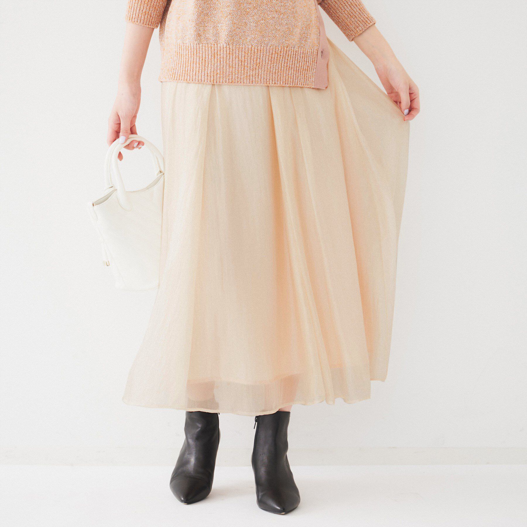 UNTITLED「【後ろウエストゴム/洗える】シアーローンロングスカート」|スカート|